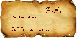 Petter Alex névjegykártya